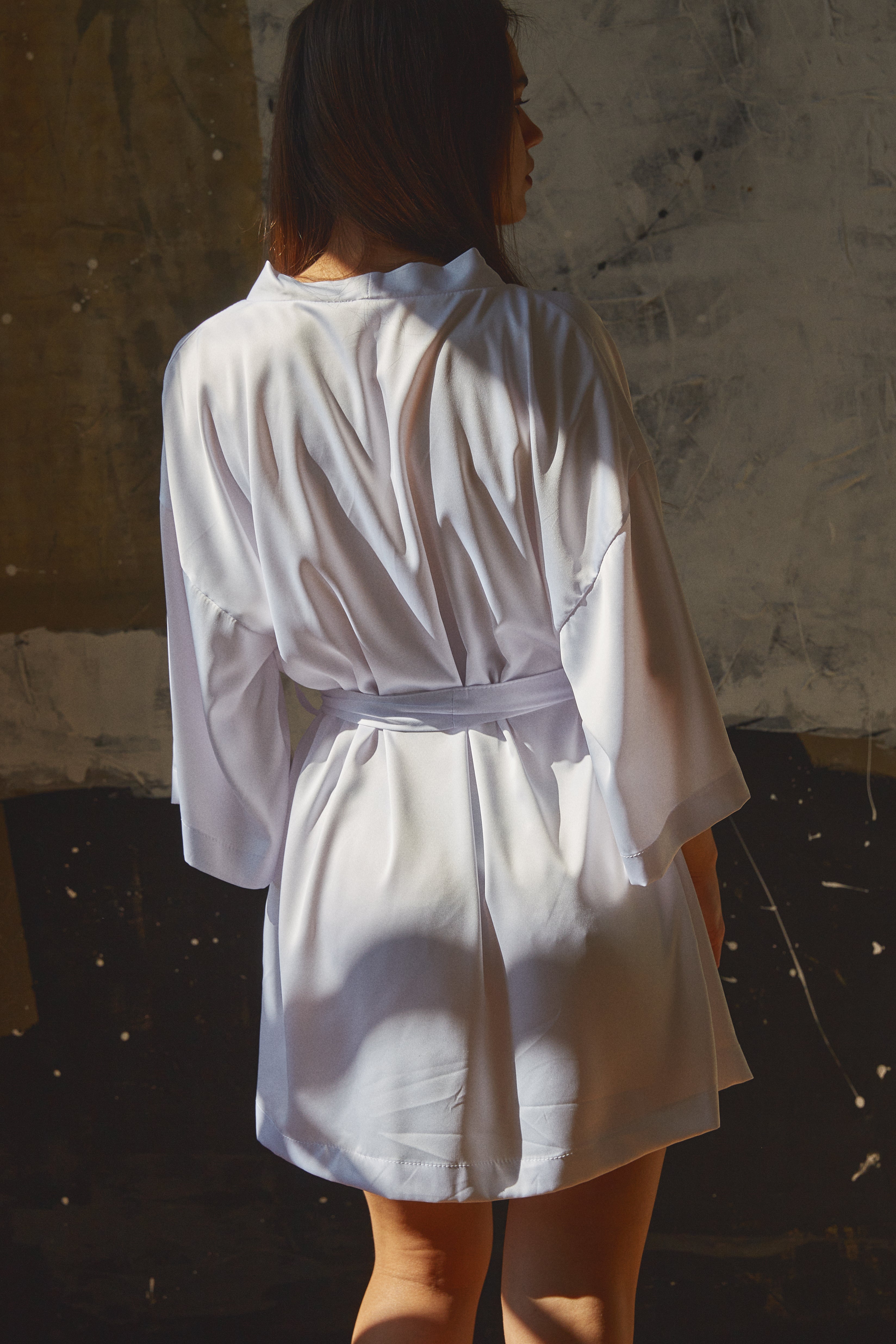 White short kimono robe for Wedding day